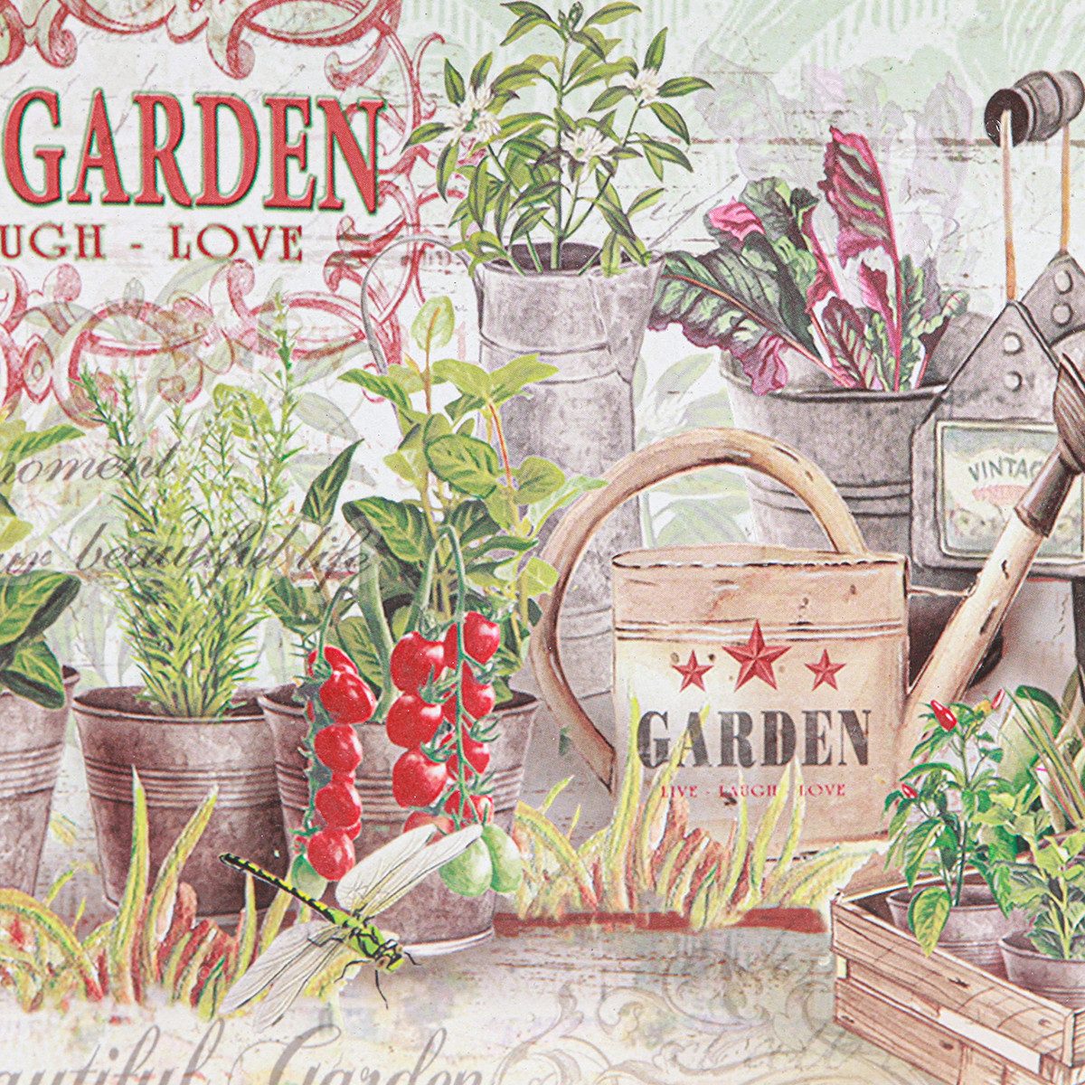 Viana Dekofigur Tablett Oval Vintage Gartenmotiv günstig online kaufen