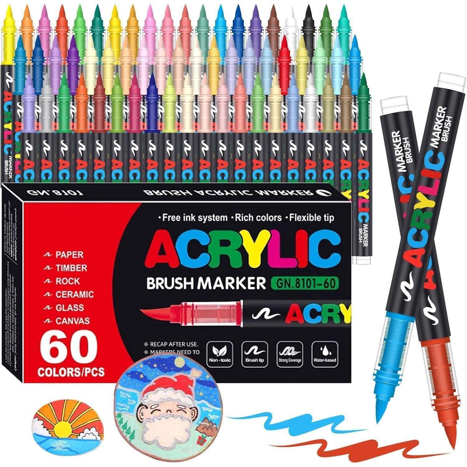 LuxusKollektion Malstift Acrylstifte Set 60 Farben Pinselspitze