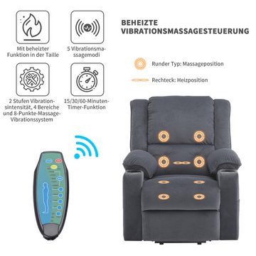 Ulife Massagesessel TV-Sessel mit Aufstehhilfe und Liegefunktion Elektrischer, Massagefunktion, Heizfunktion, Massagesessel mit Fernbedienung