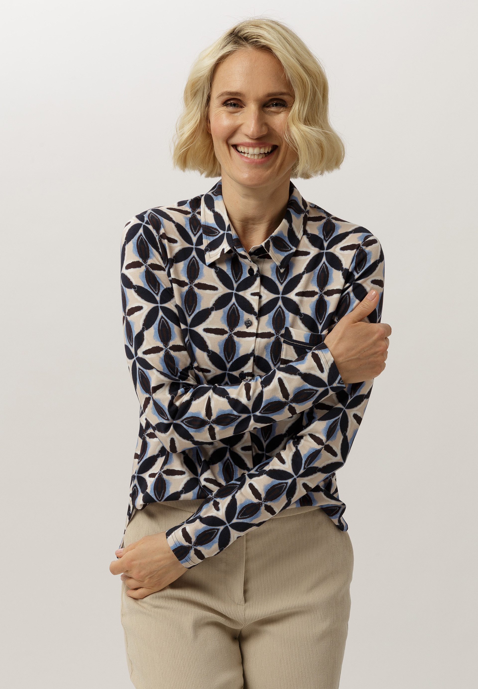 FRANK WALDER Hemdbluse mit Allover-Print günstig online kaufen