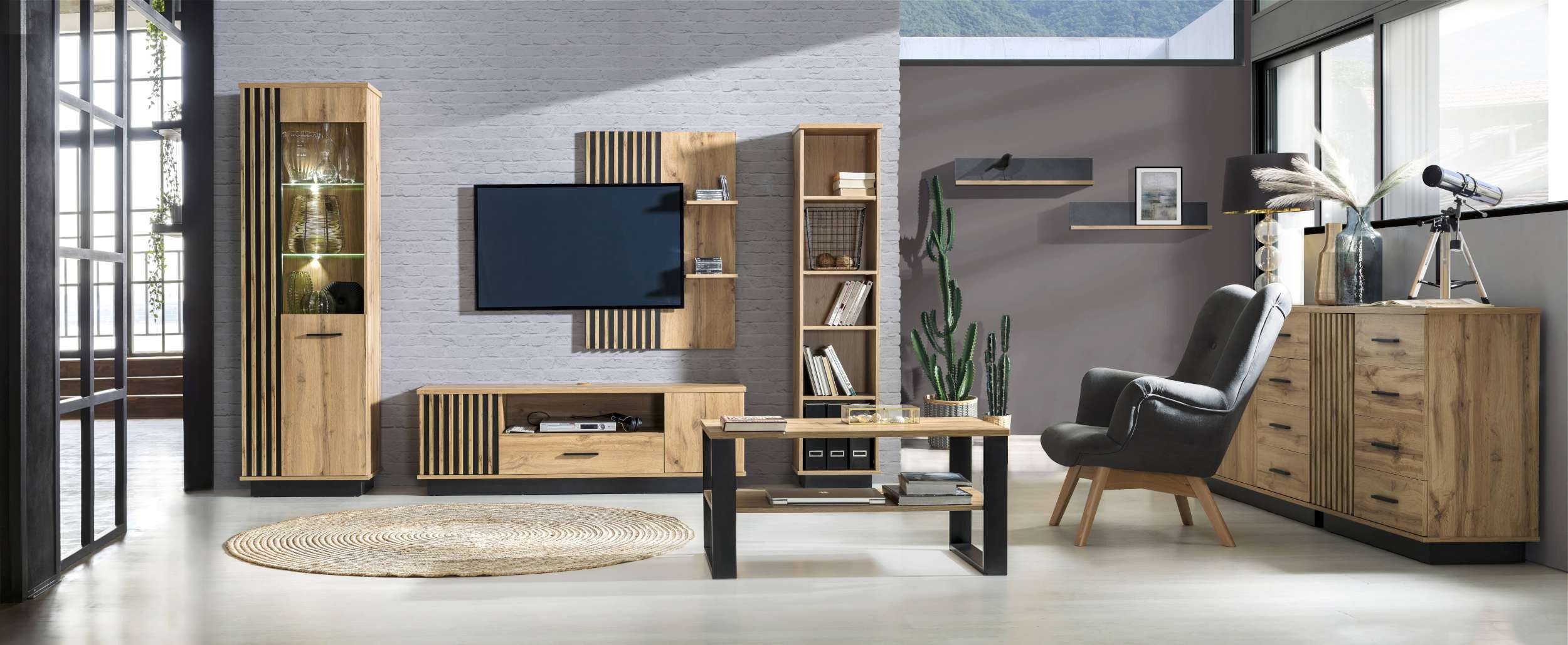99rooms Lowboard Melano (TV-Kommode, TV-Schrank, Fernsehschrank), Modern Design, mit viel Stauraum, Schublade, 2 Fächer, 1 offenes Fach