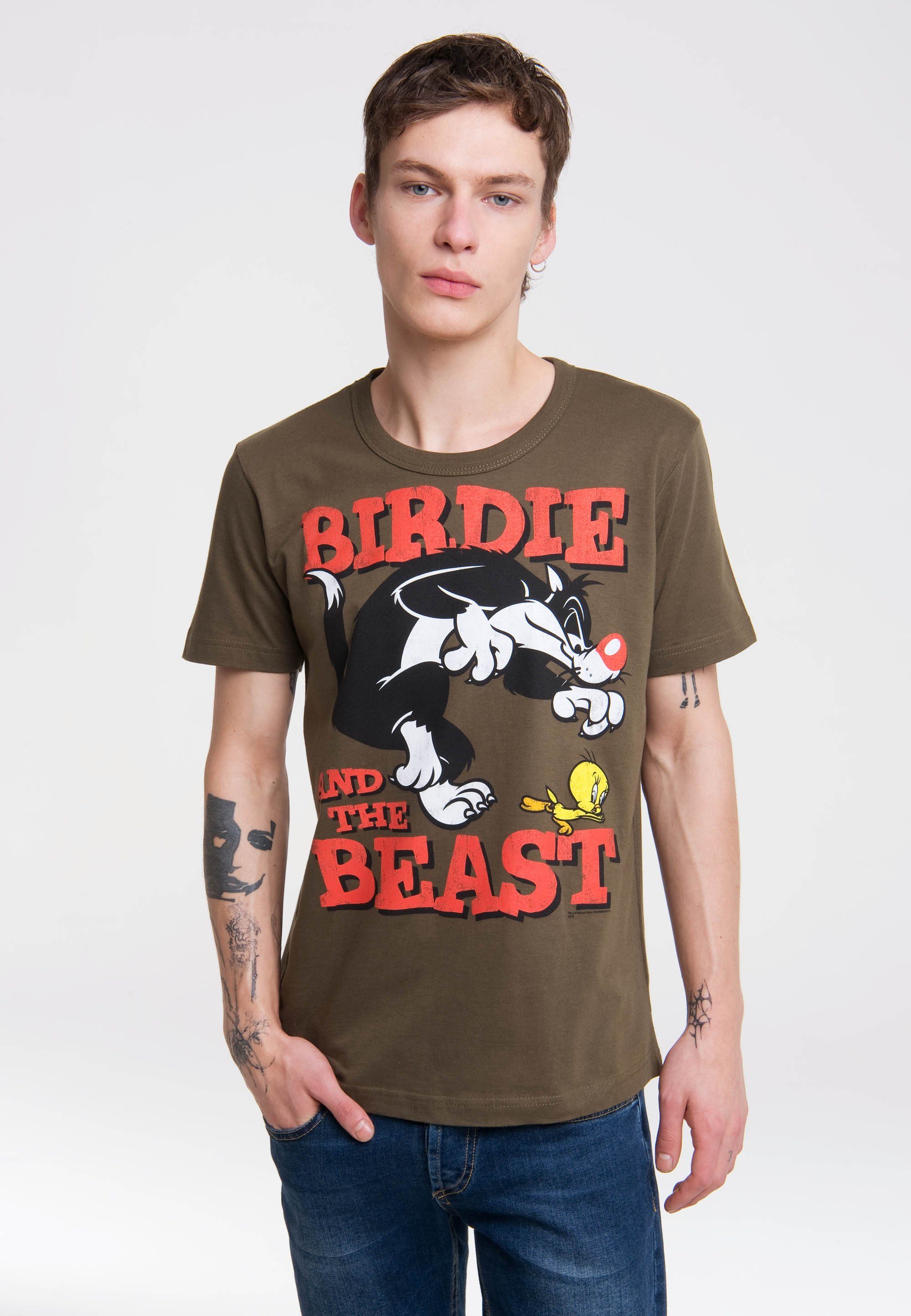 LOGOSHIRT T-Shirt Looney Tunes – Sylvester & Tweety mit coolem Print