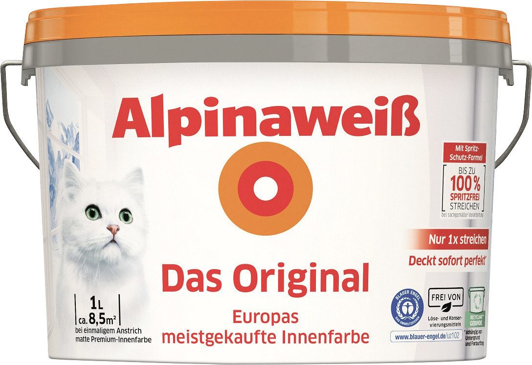 Alpina Wandfarbe Alpinaweiß Das Original Wandfarbe 1 L weiß matt