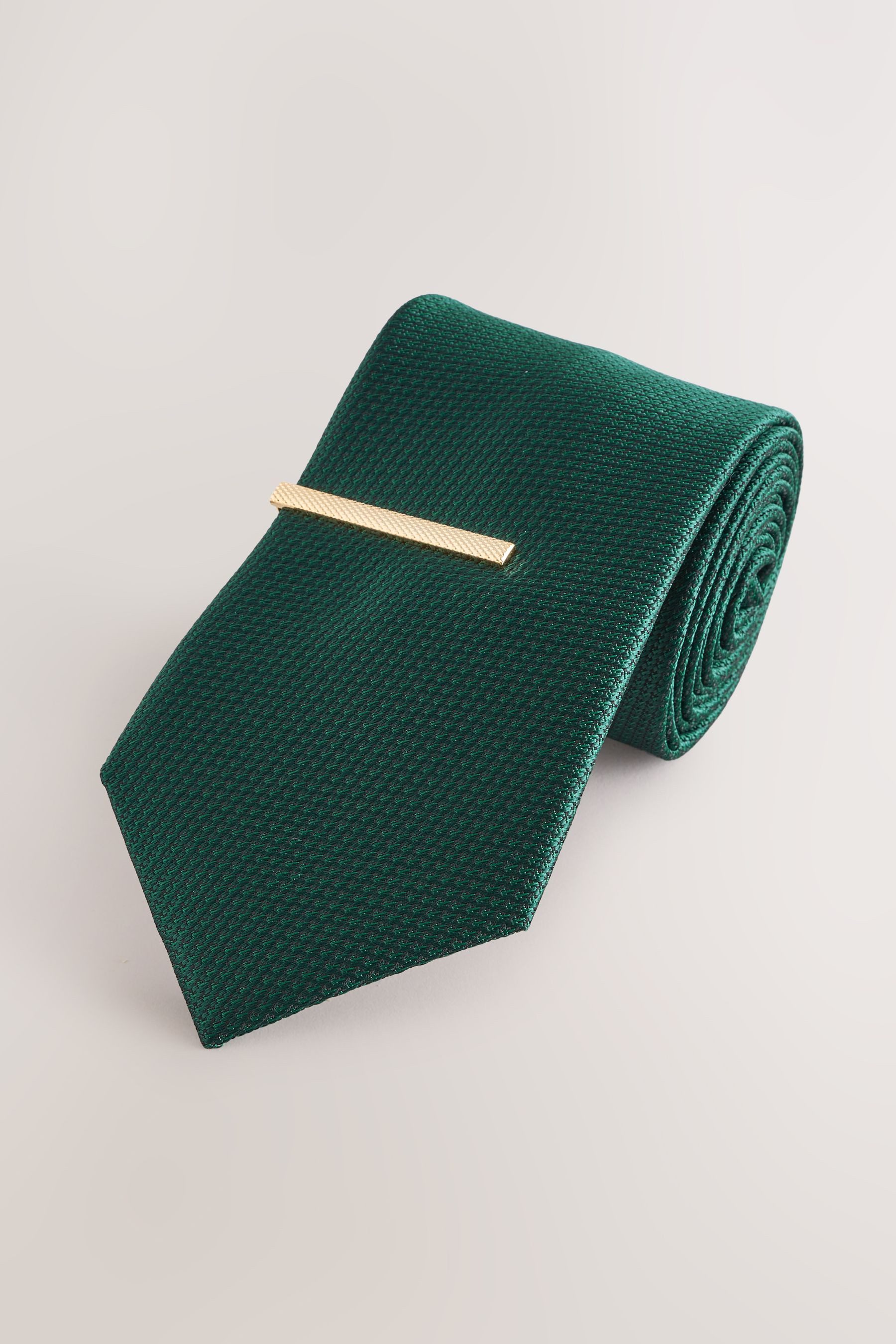 Next Krawatte Strukturierte Krawatte mit Krawattenklammer, Breit (2-St)