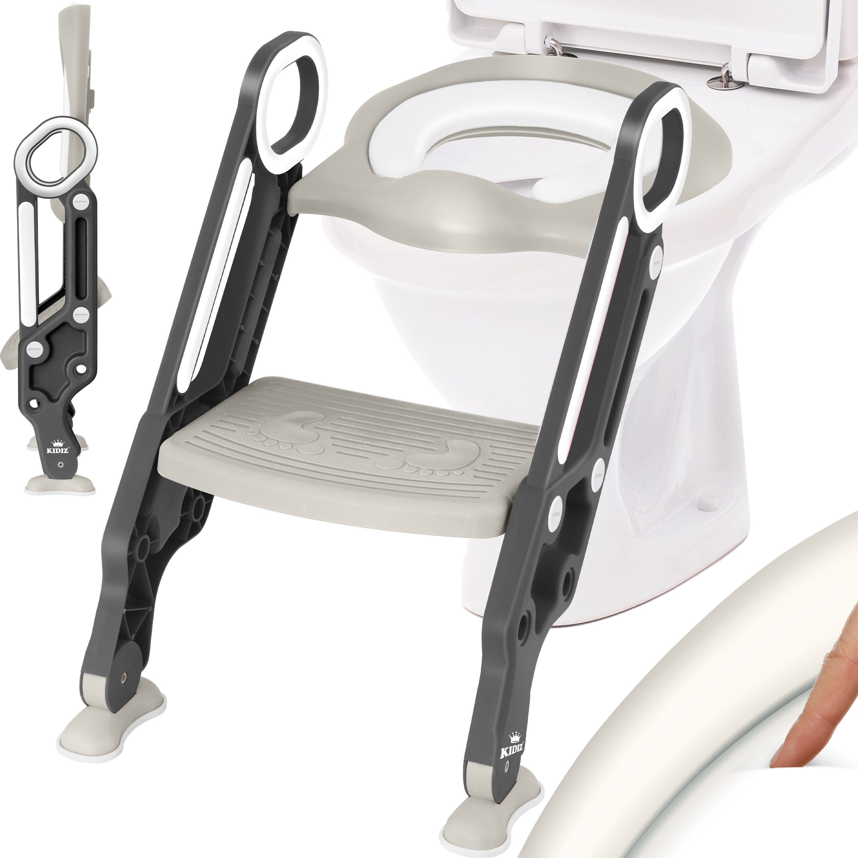 KIDIZ WC-Sitz, Kinder Toilettensitz Toilettentrainer mit Treppe und Griffe