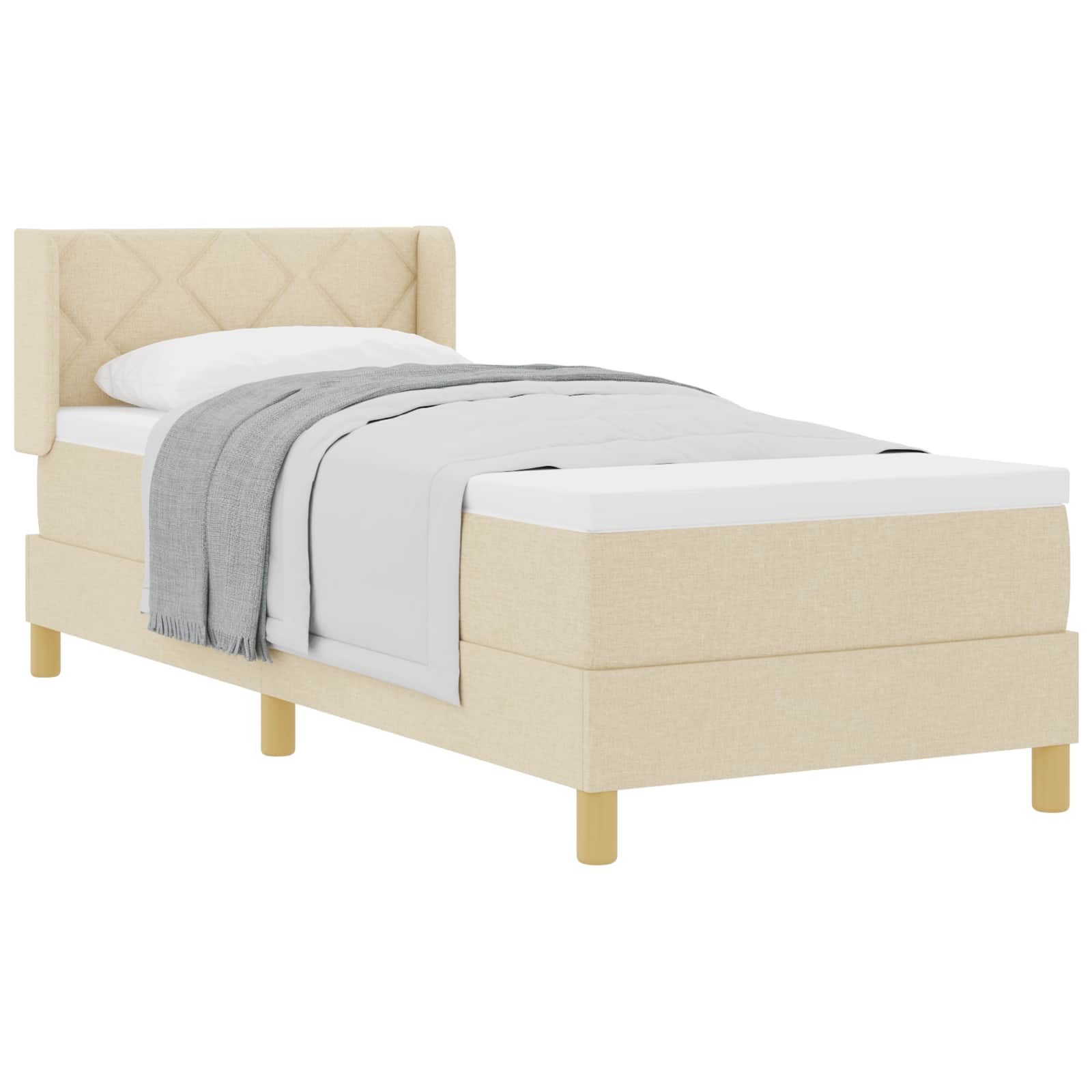 Bett Boxspringbett mit Kopfteil Creme 200 x 80 cm Stoff