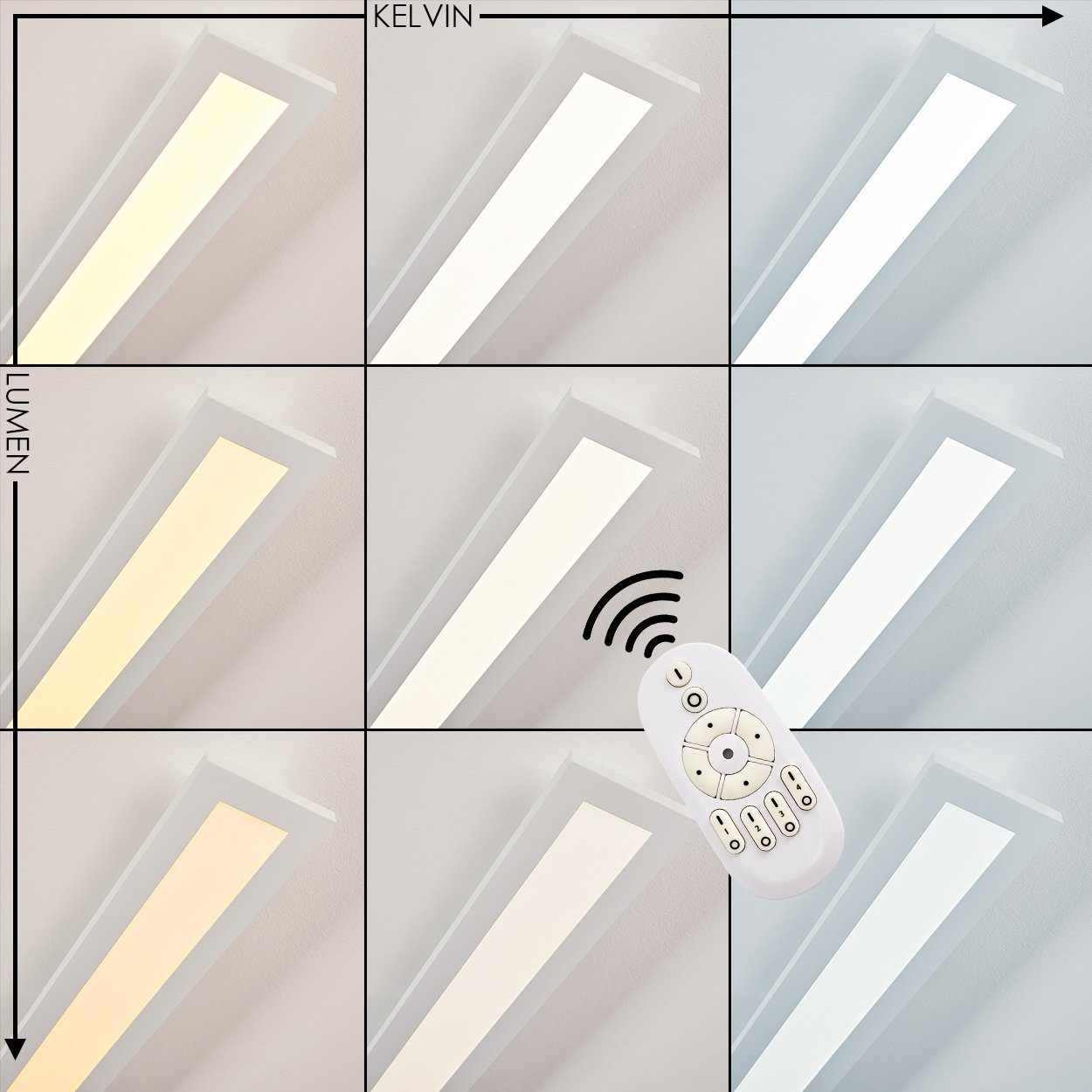 CCT dimmbare hofstein »Lonigo« Weiß, Metall Lumen mit Watt, Deckenpanel in Panel Kelvin, LED 1680 2700-5000 max. Deckenlampe 5 21, Fernbedienung, aus