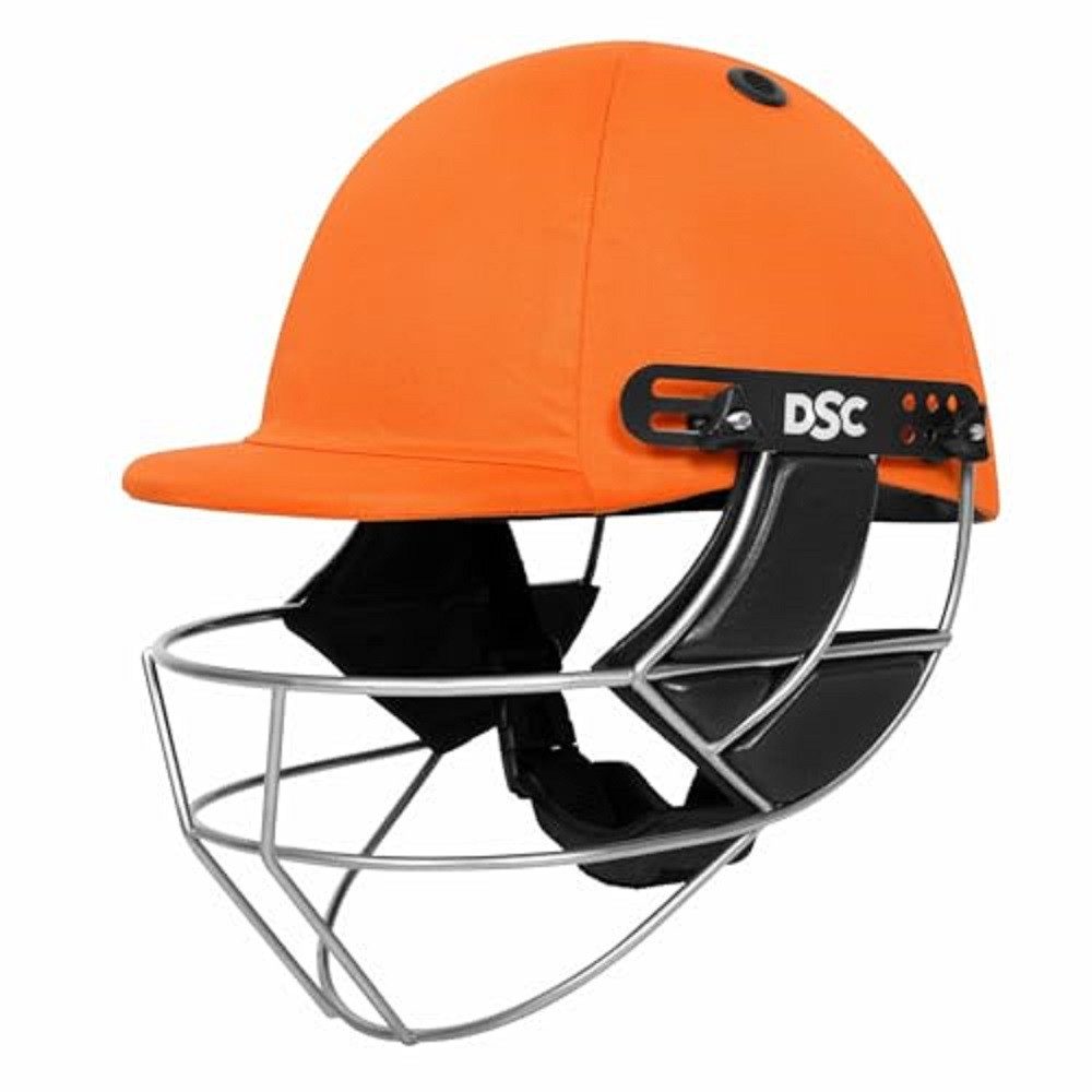 DSC Allroundhelm DSC Defender Crickethelm, Verstellbarer Stahlgrill (Packungsinhalt: 1 robuster Crickethelm für höchste Sicherheit & Performance., Rückenstützgurt, Leicht), Titan-Gesichtsschutz mit geformtem Ohrenschützer
