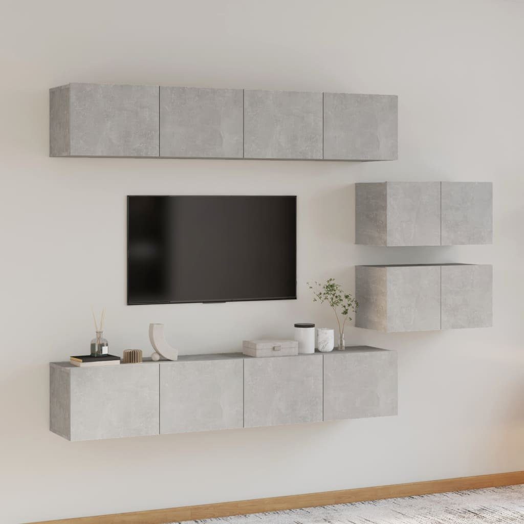 furnicato TV-Schrank 6-tlg. TV-Schrank-Set Betongrau Holzwerkstoff | TV-Schränke