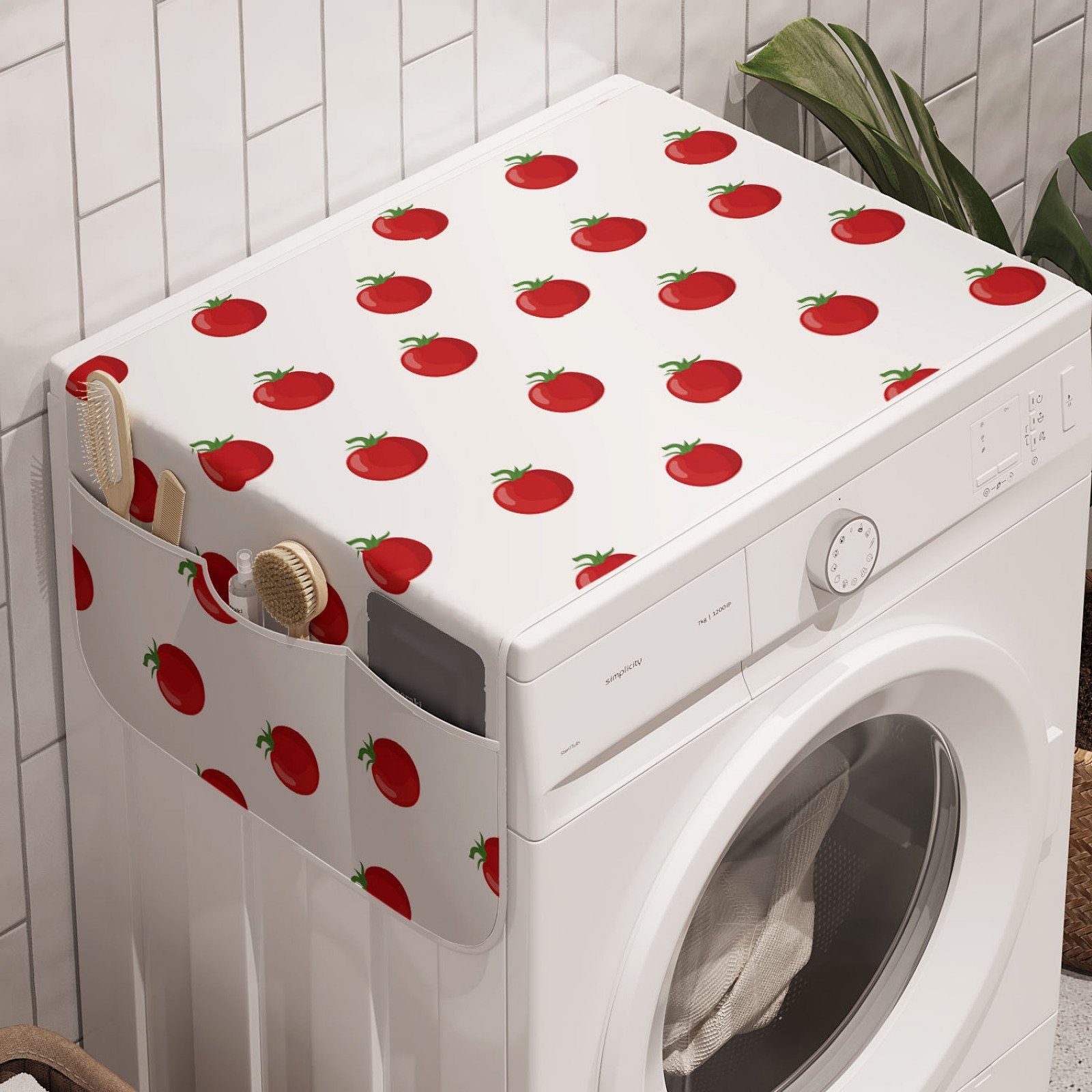 Gesunde Abakuhaus Waschmaschine Badorganizer für Anti-Rutsch-Stoffabdeckung Trockner, Artikel Tomate und Repetitive