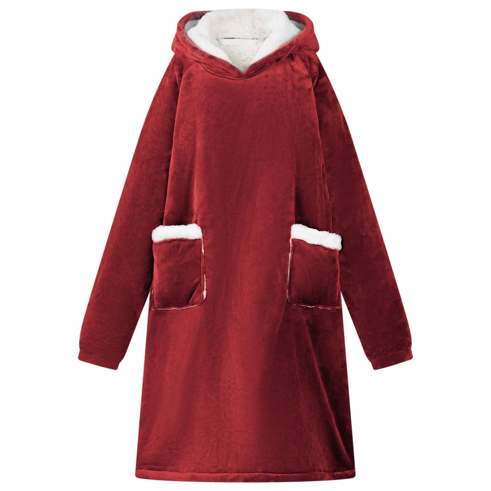 vidaXL Unisex-Bademantel Decken-Hoodie Bordeauxrot L Fleece und Flanell, Vlies