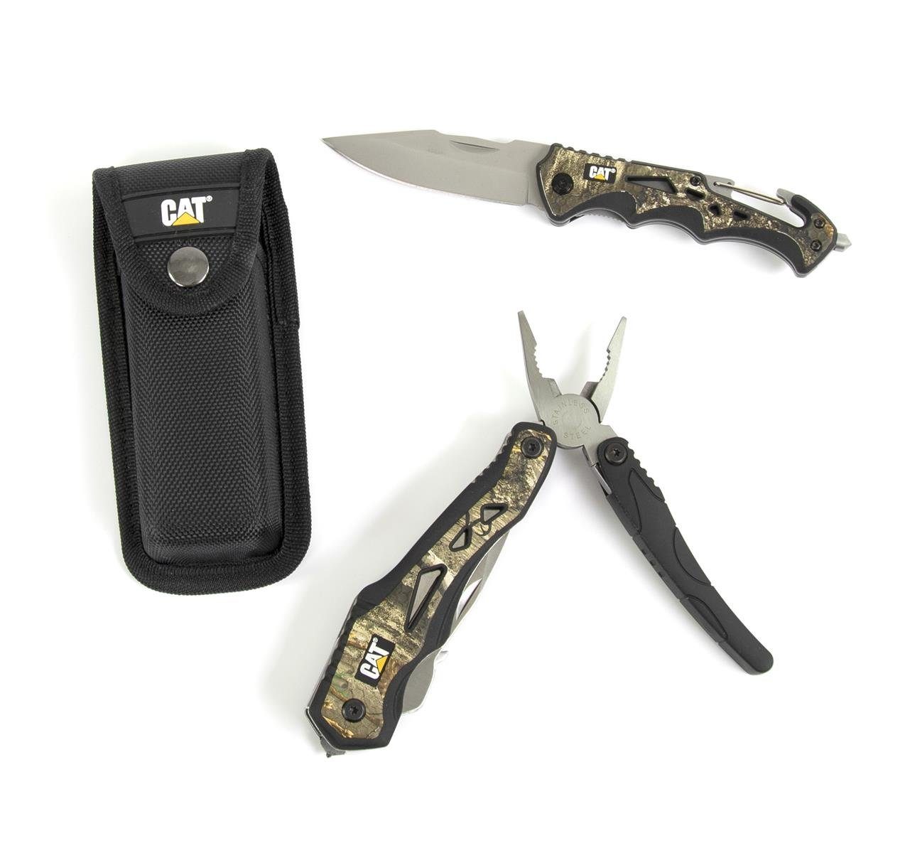 CATERPILLAR Taschenmesser CAT Multitool BOX Sicherheitshammer mit Taschen, Set Klappmesser (Set), 1 2er Glasfasergriff, Gürteltasche, Multitool, in 10 mit