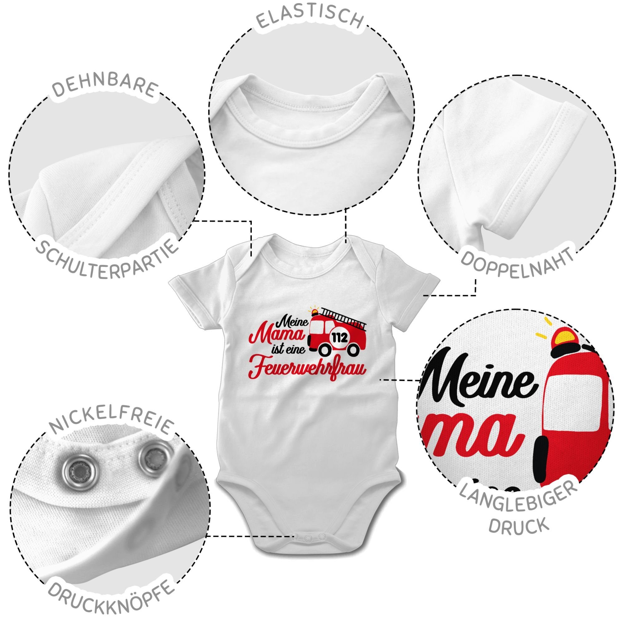 Shirtbody Weiß ist Meine Mama 2 Feuerwehr Shirtracer eine Feuerwehrfrau