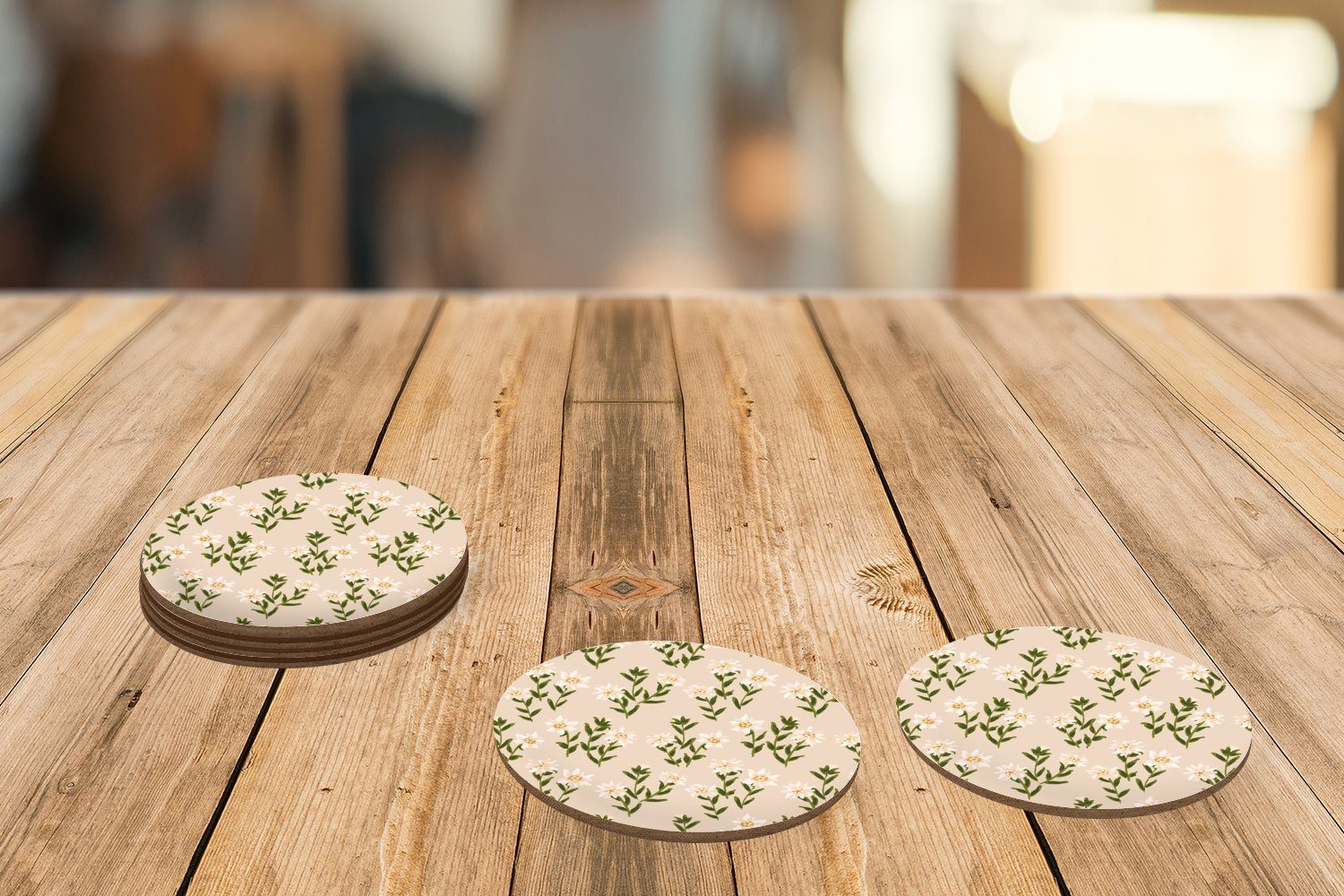 Zubehör Blumen für - Getränkeuntersetzer, 6-tlg., Edelweiss MuchoWow Muster, Tassenuntersetzer, Glasuntersetzer Becher - Gläser, Korkuntersetzer, Tasse,