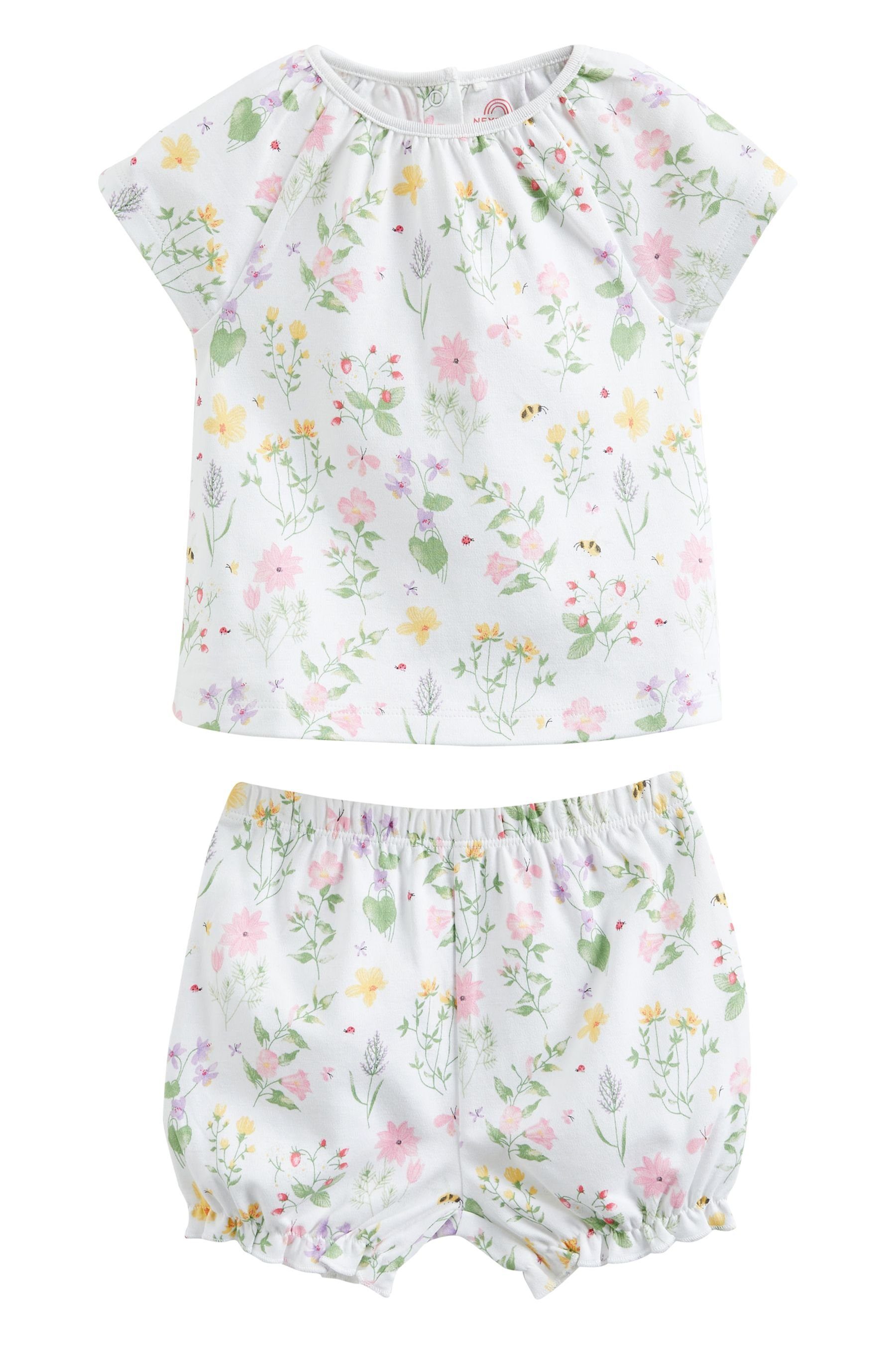 6-teiligen T-Shirt Shorts Pink im (6-tlg) & Set Baby-T-Shirt Next und Shorts Floral Pale