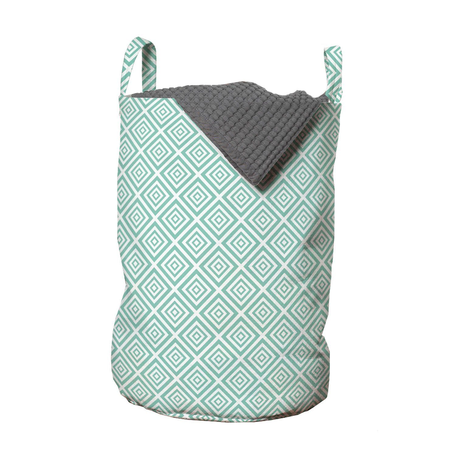 Abakuhaus Wäschesäckchen Wäschekorb mit Griffen Kordelzugverschluss für Waschsalons, Geometrisch Symmetrische Nested Rhombus