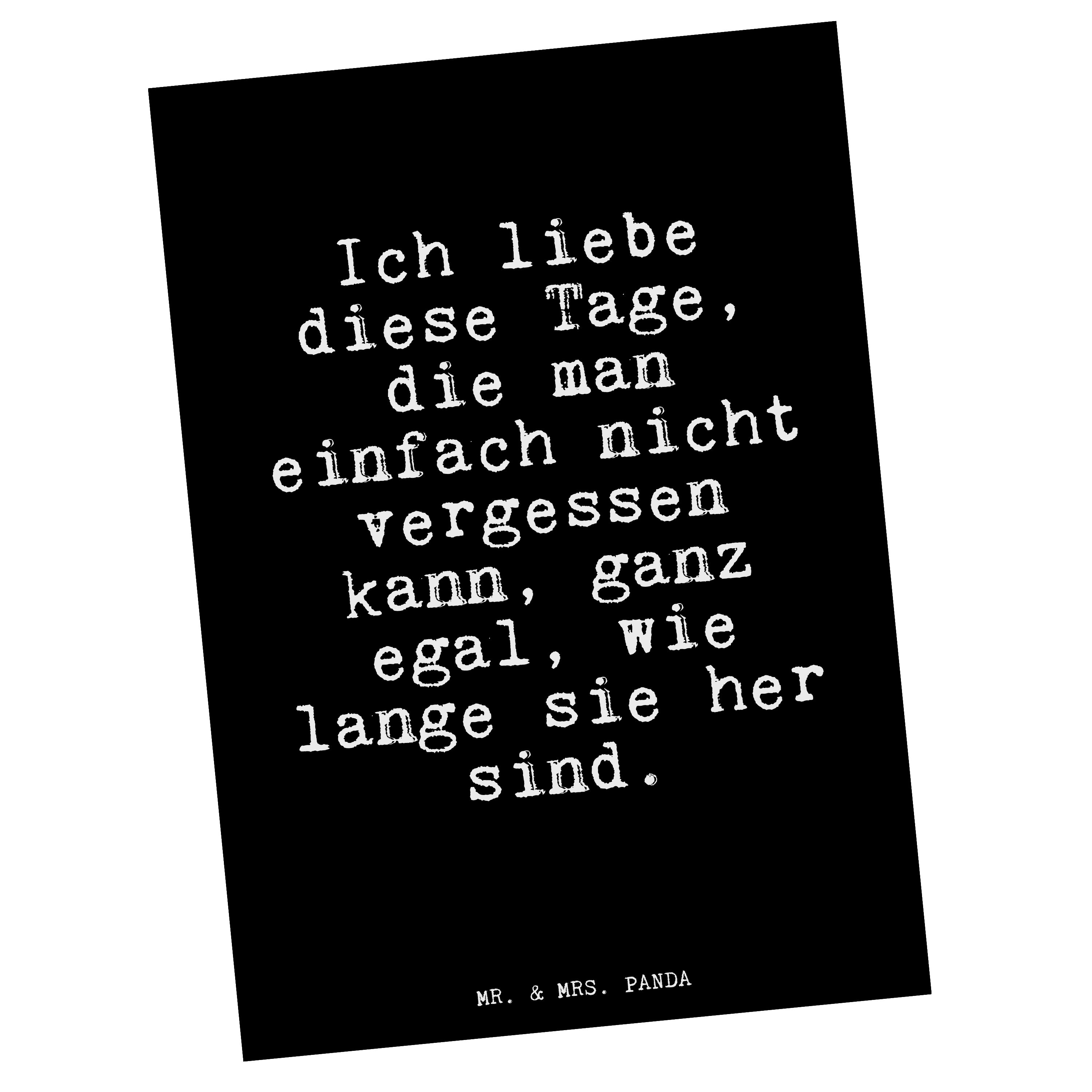Mr. & Mrs. Panda Postkarte »Ich liebe diese Tage,... Schwarz