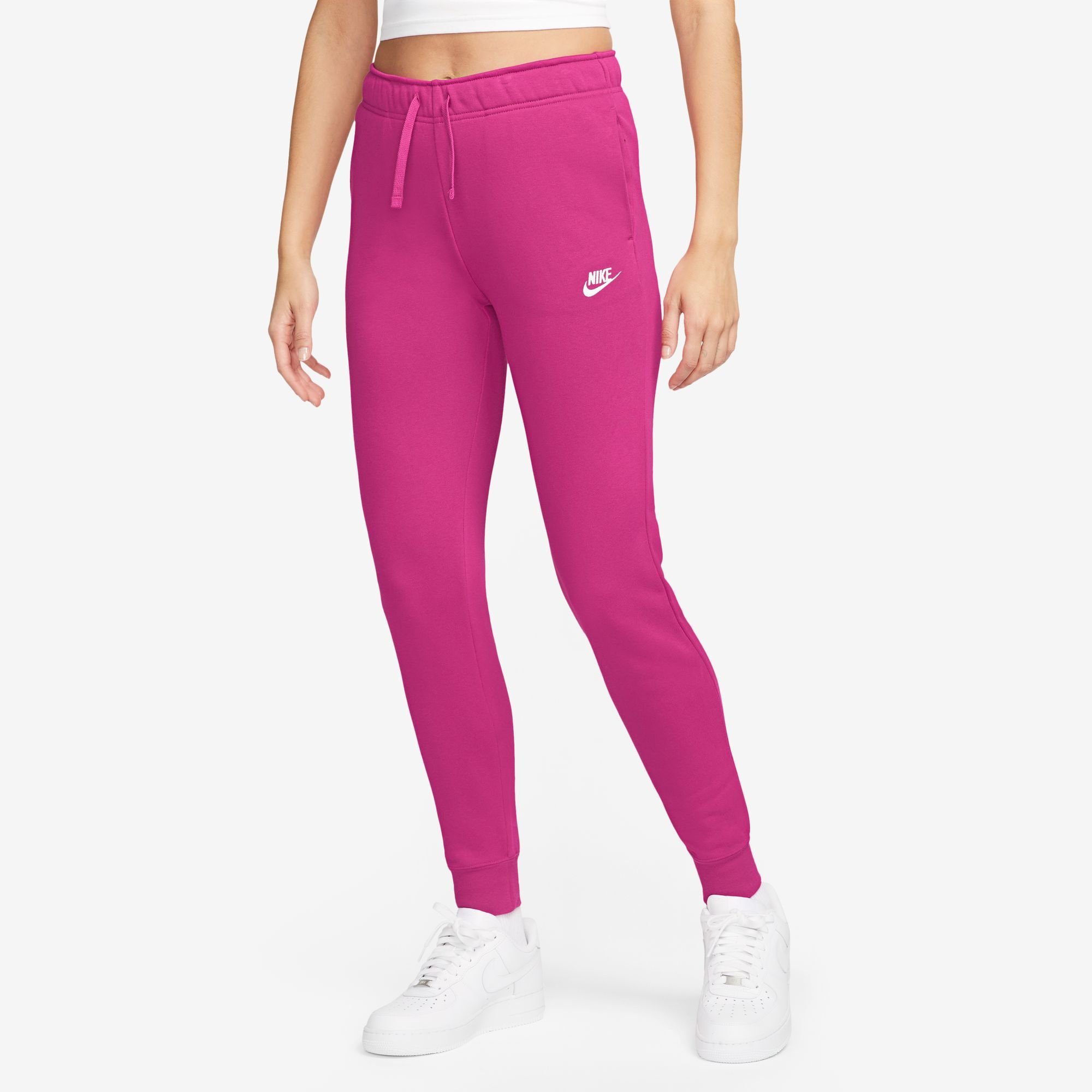 Nike Sportswear Jogginghose CLUB FLEECE WOMEN'S MID-RISE JOGGERS FIREBERRY/WHITE