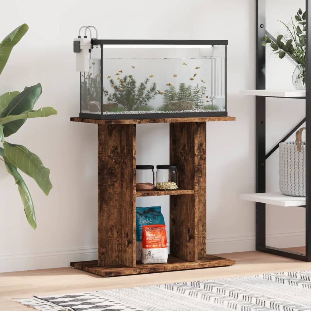 vidaXL Aquariumunterschrank Aquariumständer Geräucherte Eiche 60 x 30 x 60 cm Holzwerkstoff – Bild 2 von 5