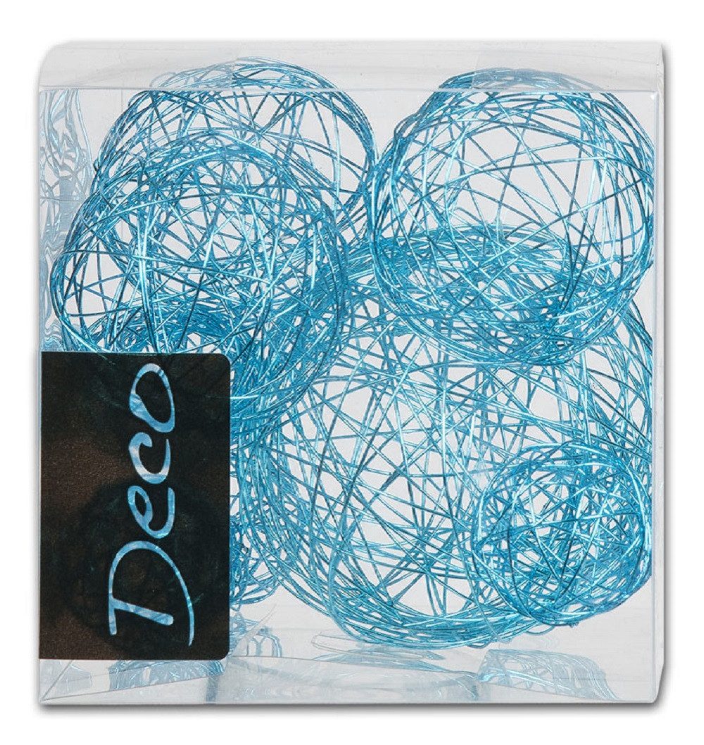 Dekokugel DRAHT-BÄLLE Set 10 tlg.: 1x8cm + 3x5cm + 6x3cm in Klarsichtbox