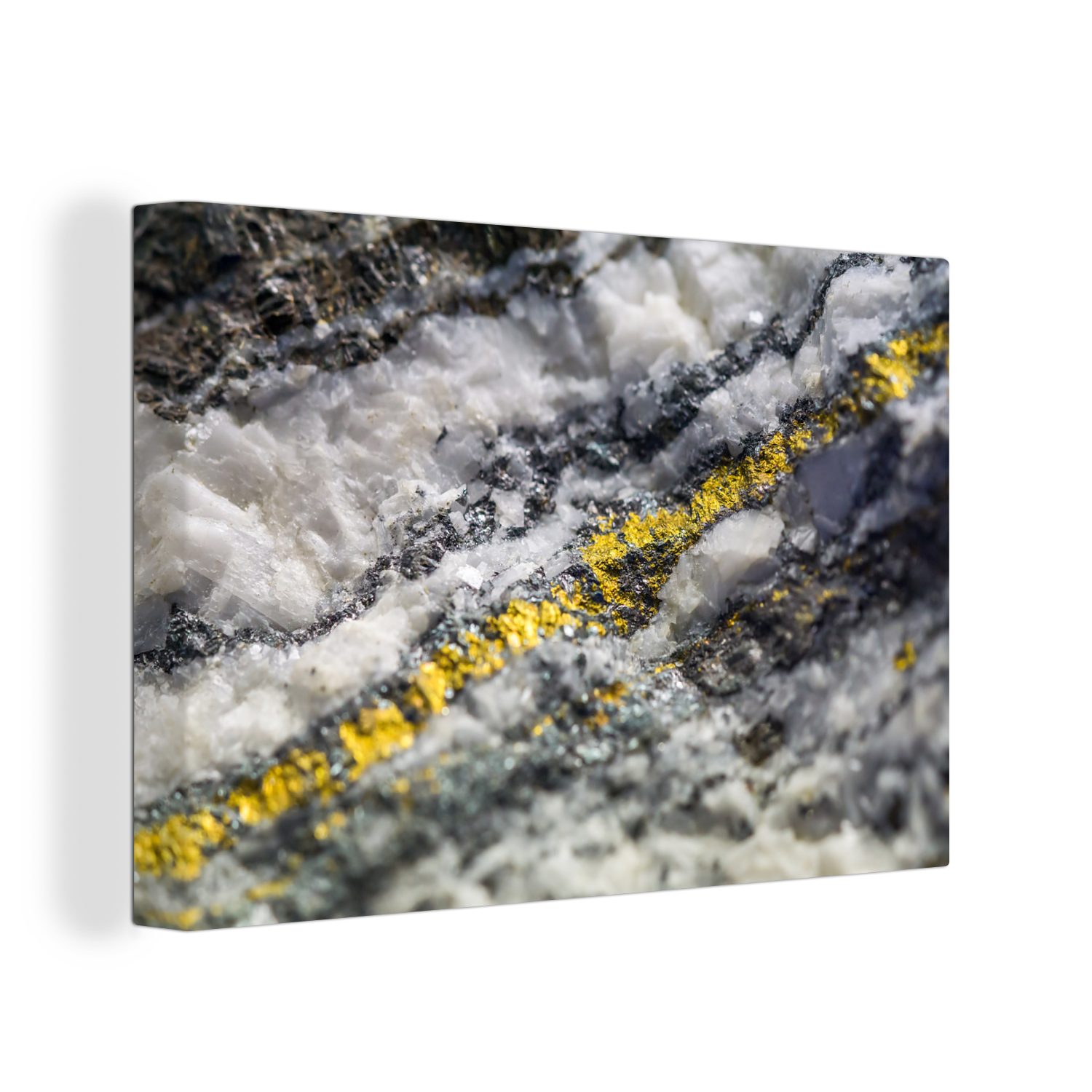 OneMillionCanvasses® Leinwandbild Abstrakte Darstellung von Gold in einem Stein, (1 St), Wandbild Leinwandbilder, Aufhängefertig, Wanddeko, 30x20 cm