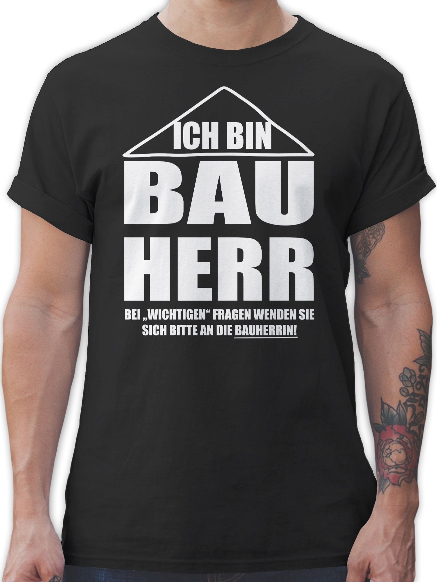 bin Geschenke Herren T-Shirt & Ich Männer Bauherr Schwarz Shirtracer 01