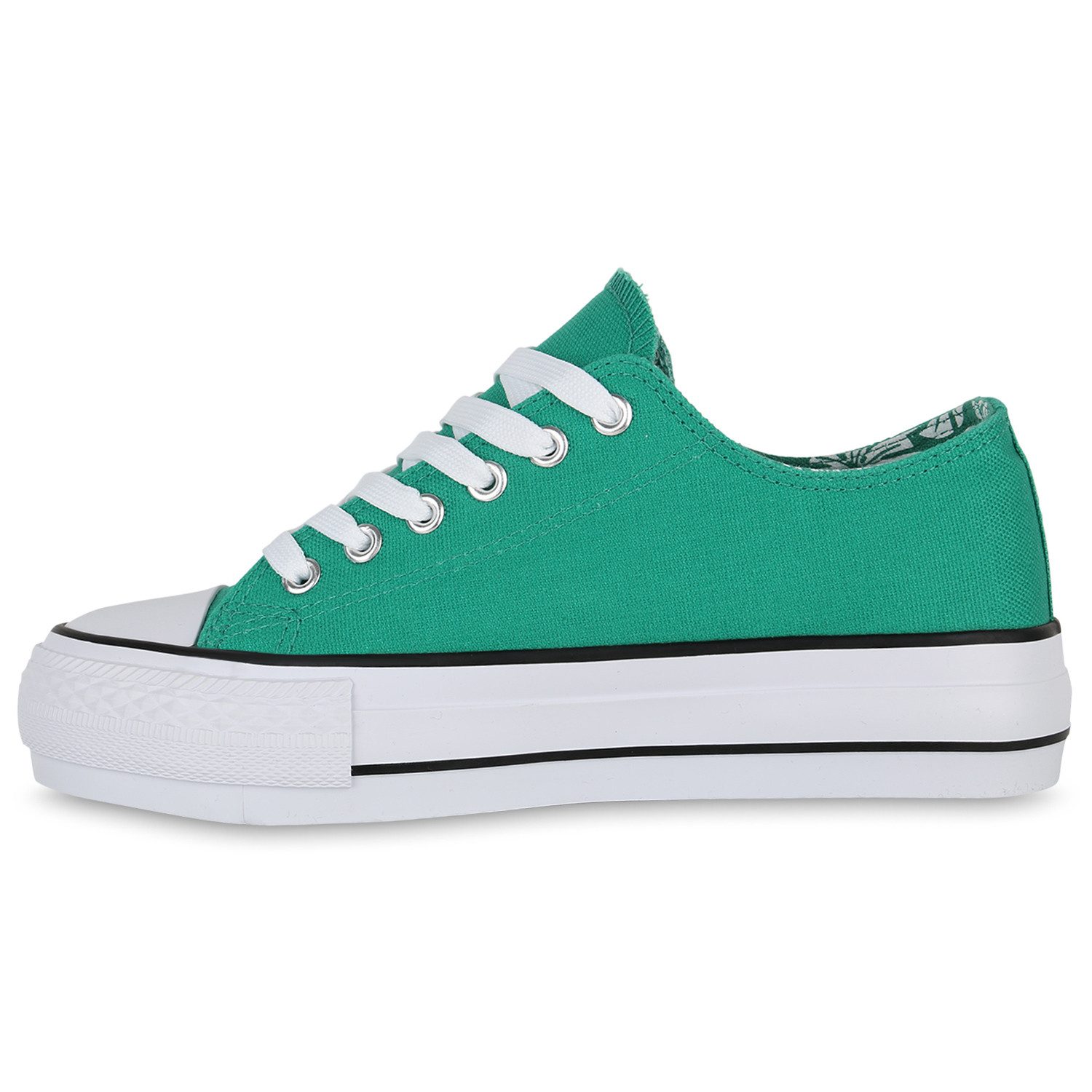 VAN HILL 840380 Sneaker Damen Sneaker Low Plateau Schnürer Basic Stoff Schn günstig online kaufen