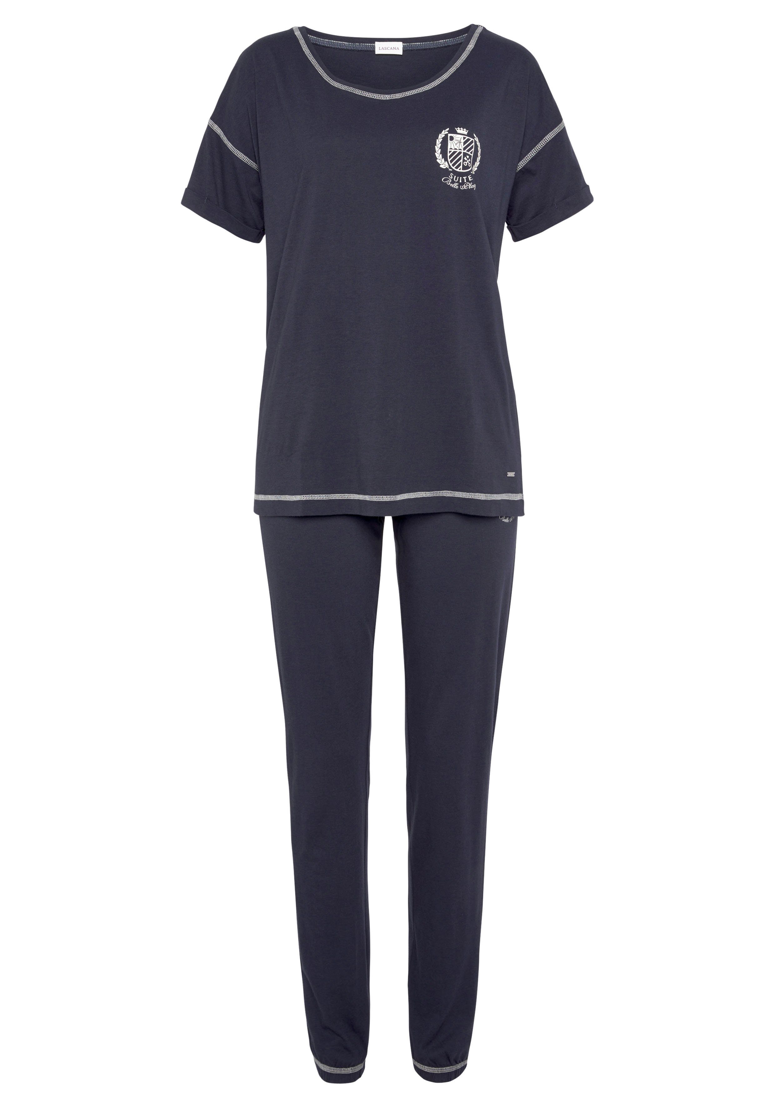 LASCANA Pyjama (2 tlg) mit kontrastfarbenen günstig online kaufen
