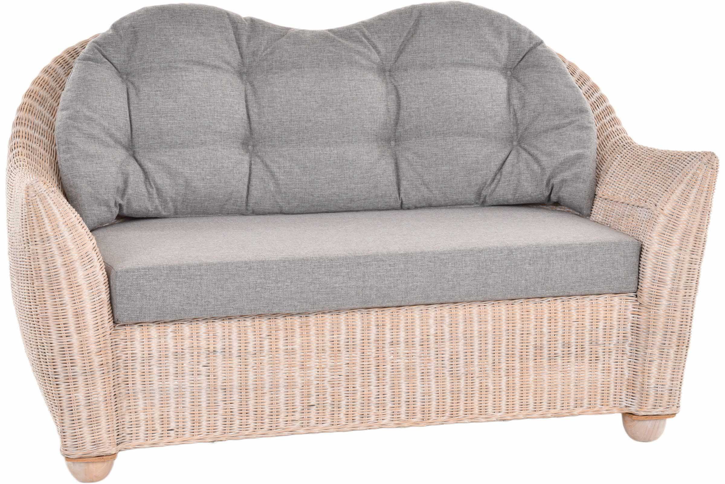 Krines Home Loungesofa Wohnzimmer Rattansofa Nassau Korbsofa Wintergarten Lounge Sofa, Zweisitzersofa