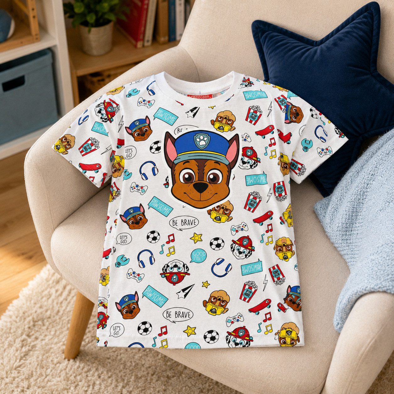 PAW PATROL Print-Shirt Paw Patrol Chase Kinder Jungen kurzarm T-Shirt Shirt Gr.128 Baumwolle