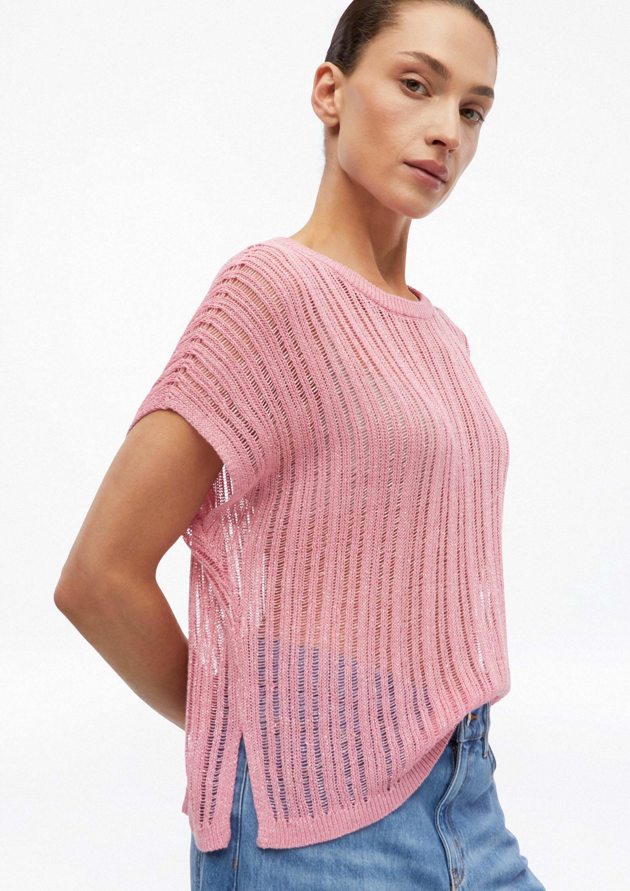 comma Kurzarmpullover Accessories Poncho aus Viskosemix mit Glitzergarn