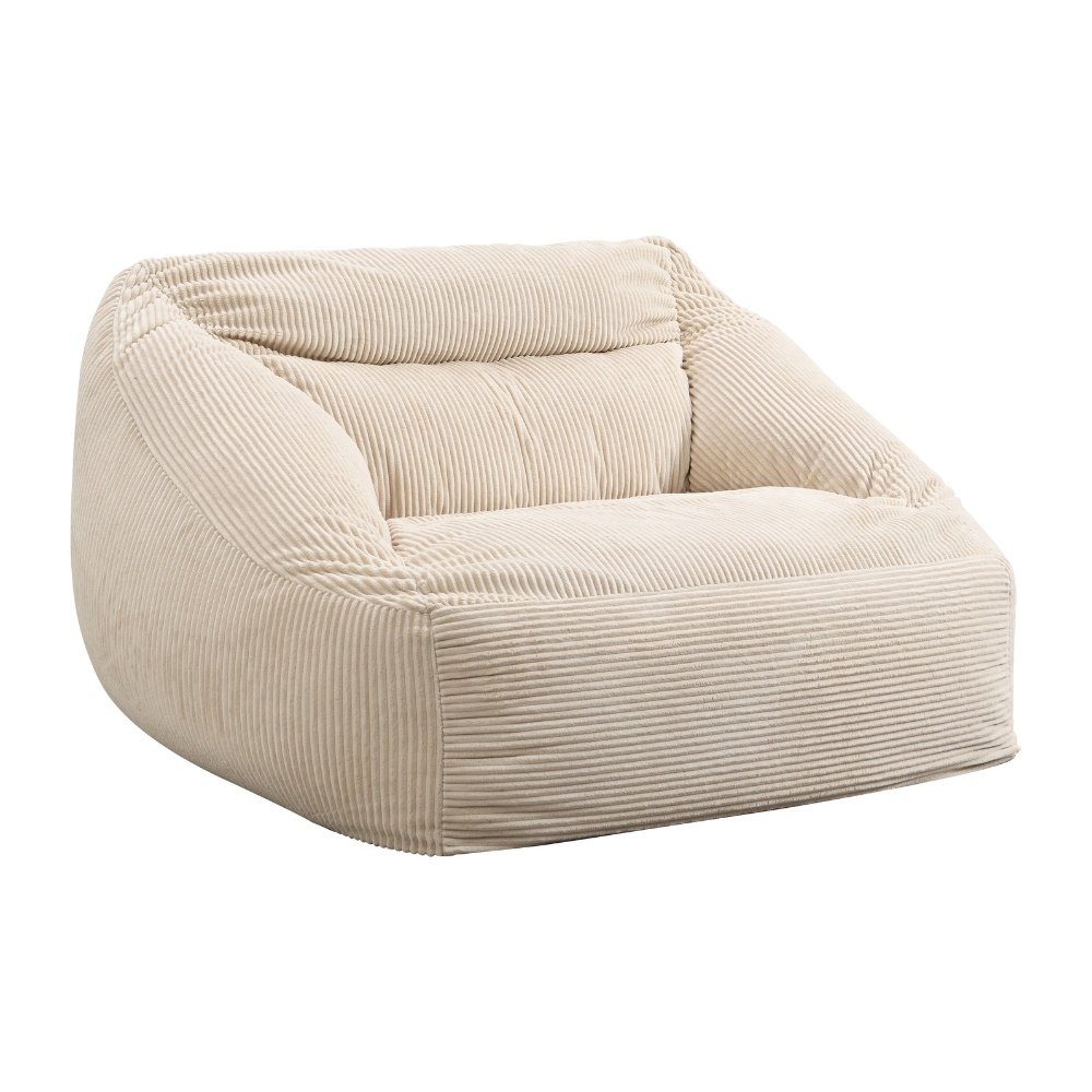 Sitzsack, Couch Bodenkissen, Cord DELUXE cm 88 80 Sitzsack Farbauswahl, Sessel x COZY - HOME 100 Beanbag, Beige x