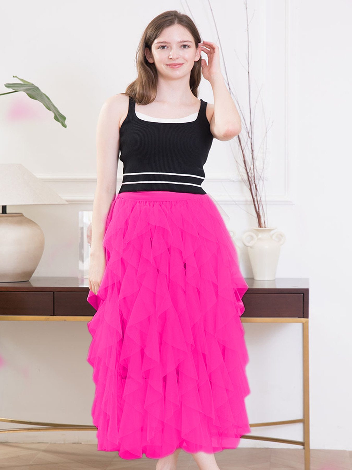 DEBAIJIA Meshrock Damen eleganter langer Rock günstig online kaufen