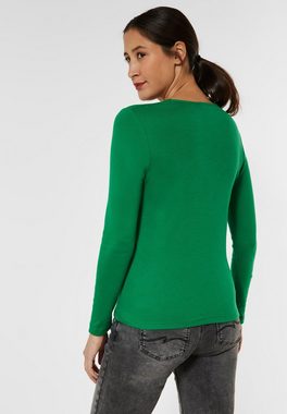 STREET ONE Langarmshirt Street One Basic Shirt mit Raffungen in Brisk Gree (1-tlg) Raffung