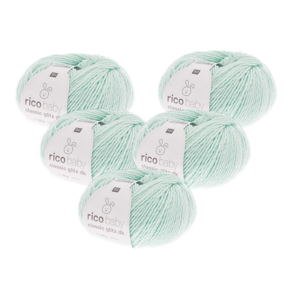 Rico Design 5 x RICO BABY CLASSIC GLITZ DK Häkelwolle, 330 m