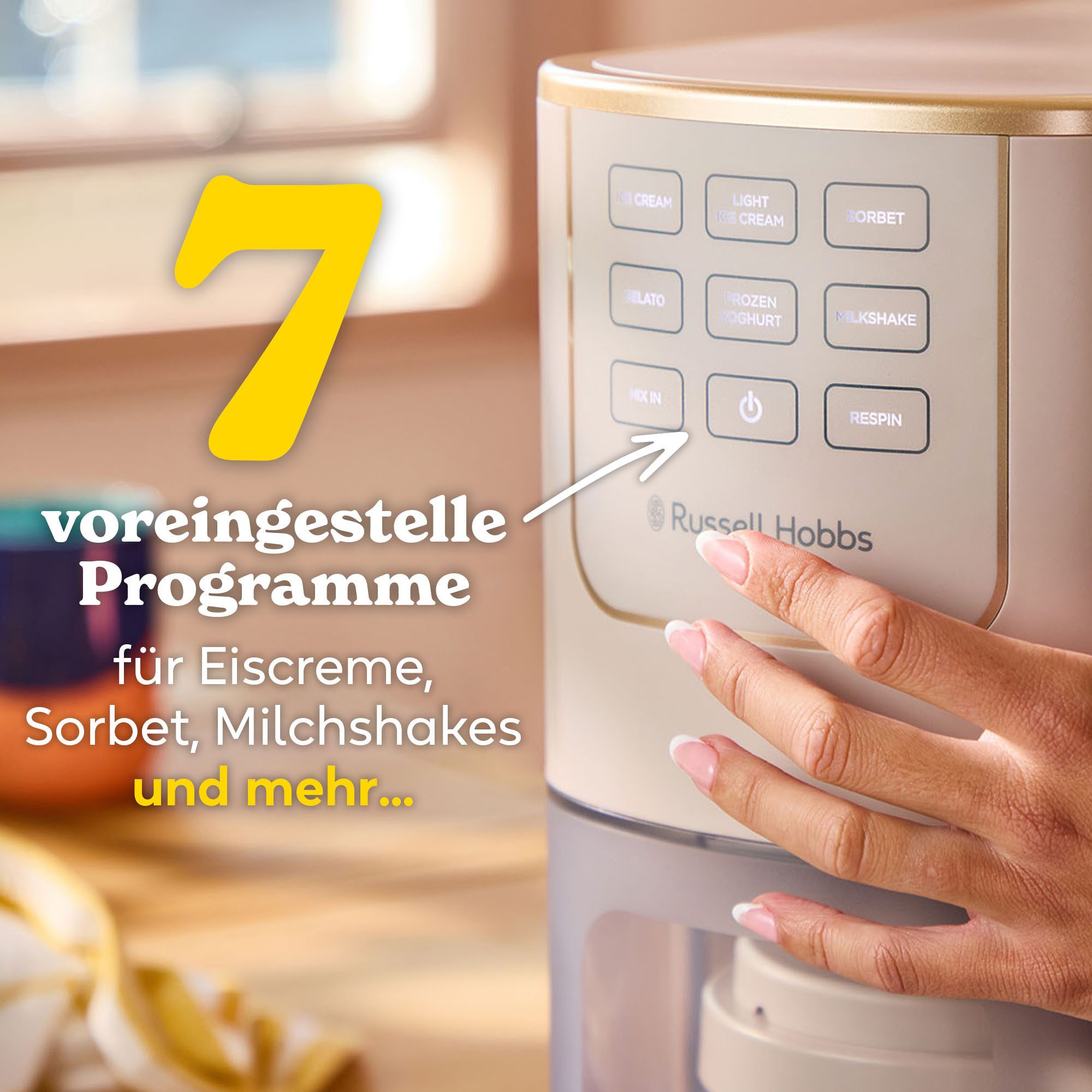 RUSSELL HOBBS Eismaschine Chilluxe 28750-56, für Eiscreme, Sorbet, FrozenYoghurt & Milkshake