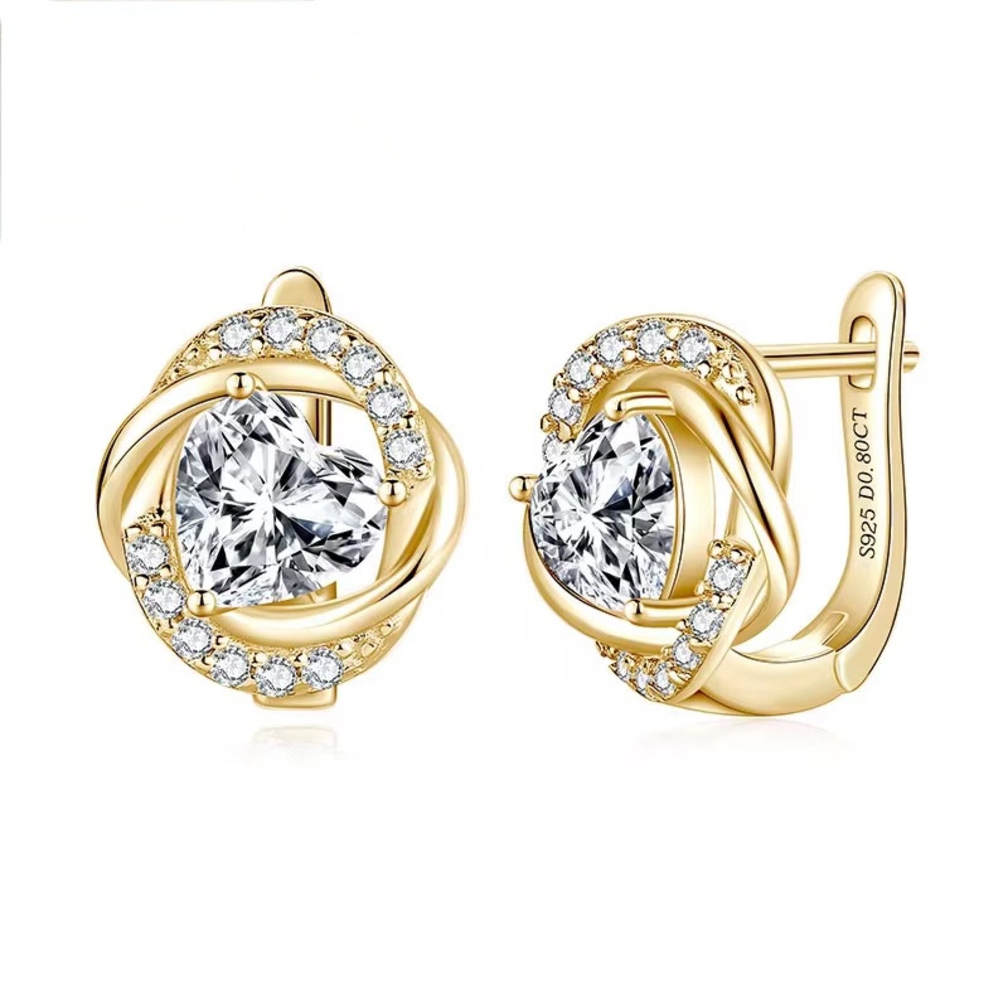 ROUGEMONT Paar Creolen Funkelnde Moissanit Damen Creolen Ohrringe Herz-Design VVS1, Echtschmuck mit Echtheitszertifikat VVS1 D Qualität 0,8ct