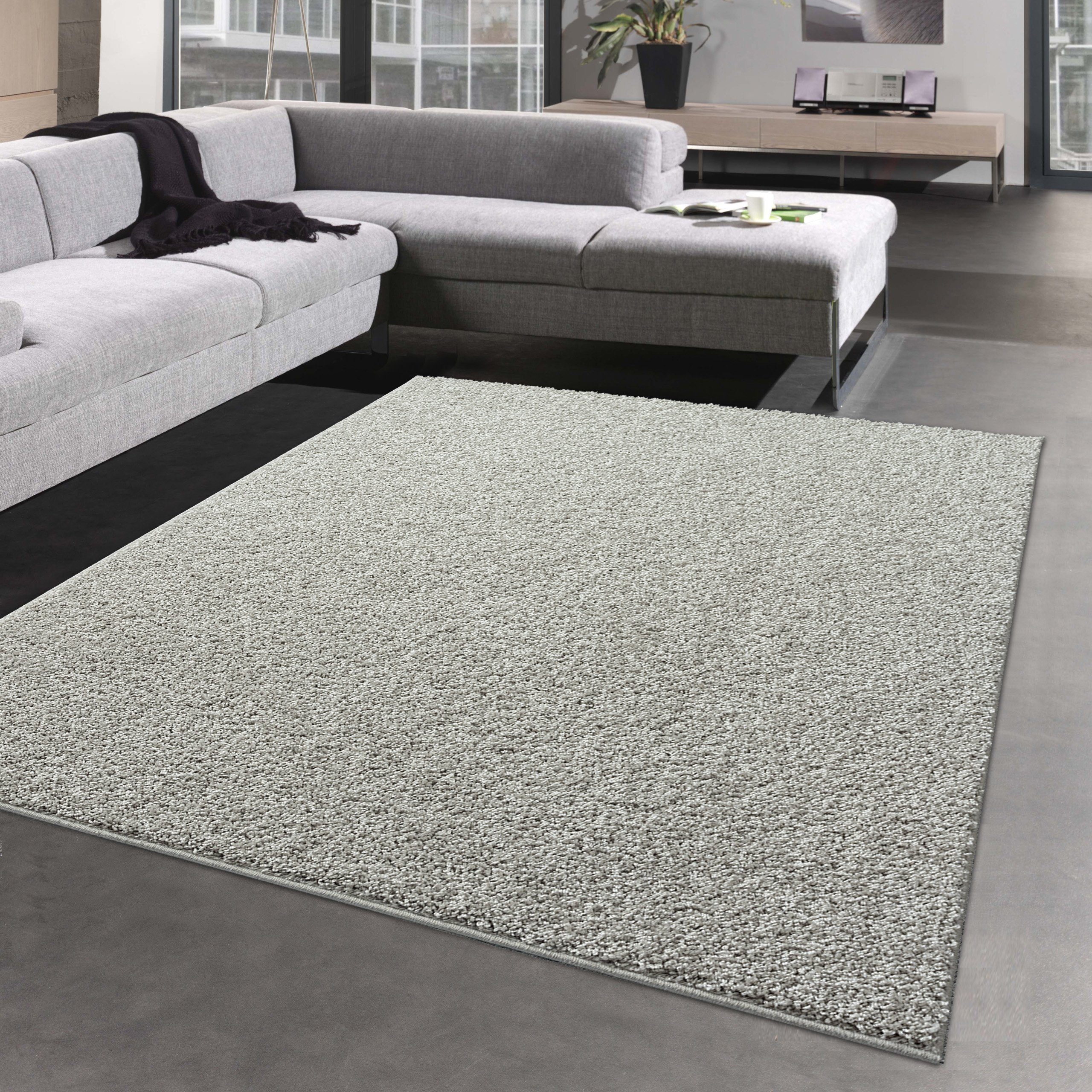 Teppich Wohnzimmer Teppich flauschig warm • in grau, Carpetia, rechteckig,  Höhe: 30 mm, Rückseite: Gel-Rücken rutschfest, Geeignet für  Fußbodenheizung, Waschbar