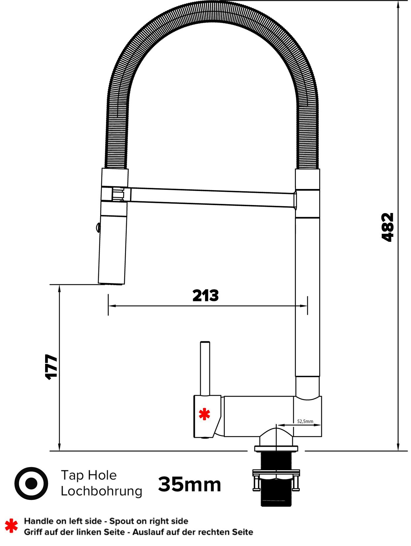 unbeabsichtigtes Abkippen Unterfenster der abnehmbarer strahl Vorfenstermontage Küchenarmatur / cm Küchenarmatur 360° auf 2 für VIZIO schwenkbarer Brause Sicherungstaste hoch, Messing - nur Seite gegen Hochdruck, 6 und Auslauf Griff Chrom mit linken verchromt, Rot abgeschwenkt 60mm