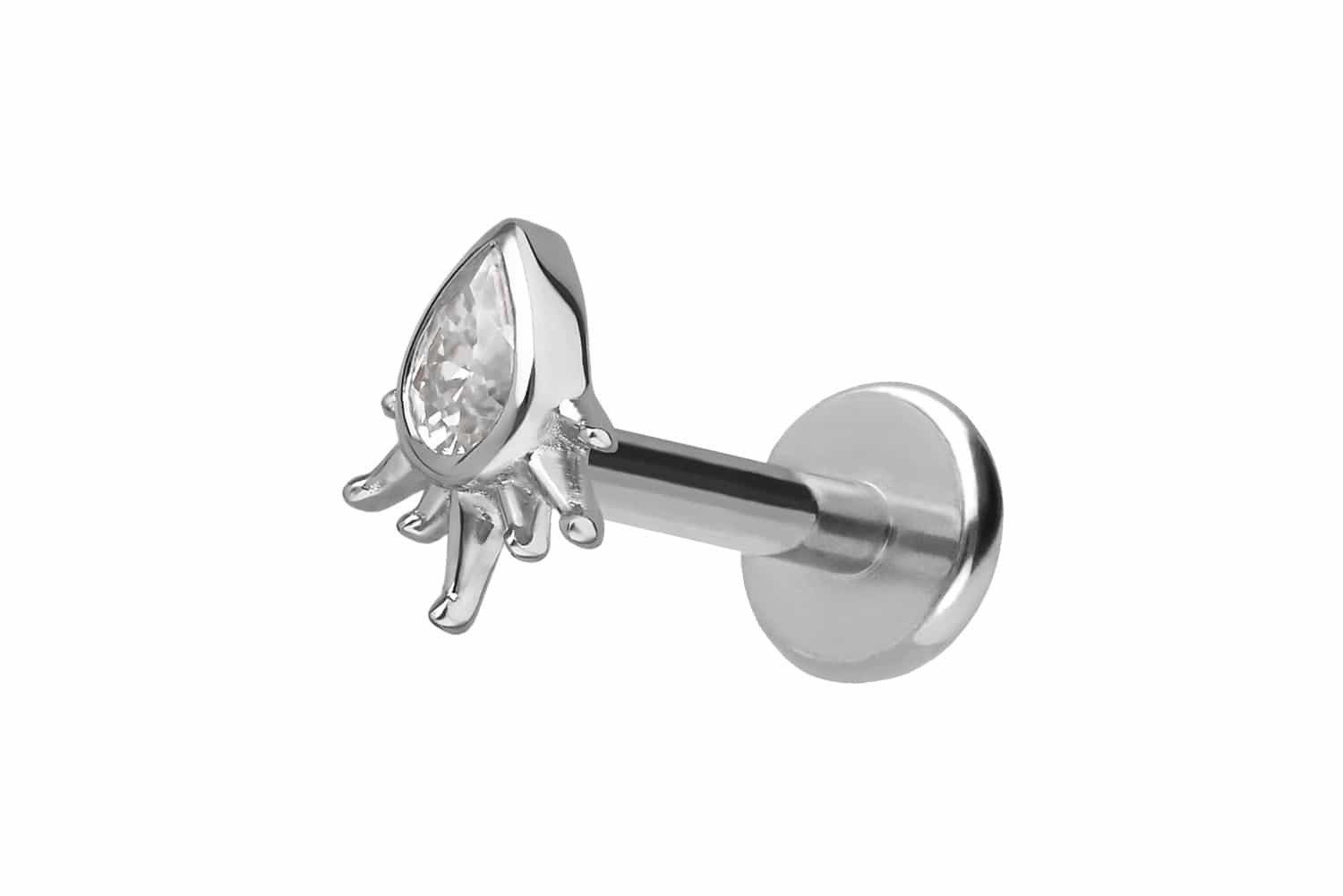 PIERCINGLINE Piercing-Set Titan Labret mit Innengewinde + 925er Silber Aufsatz MOISSANIT-TROPFEN (Labrets, 1-tlg)