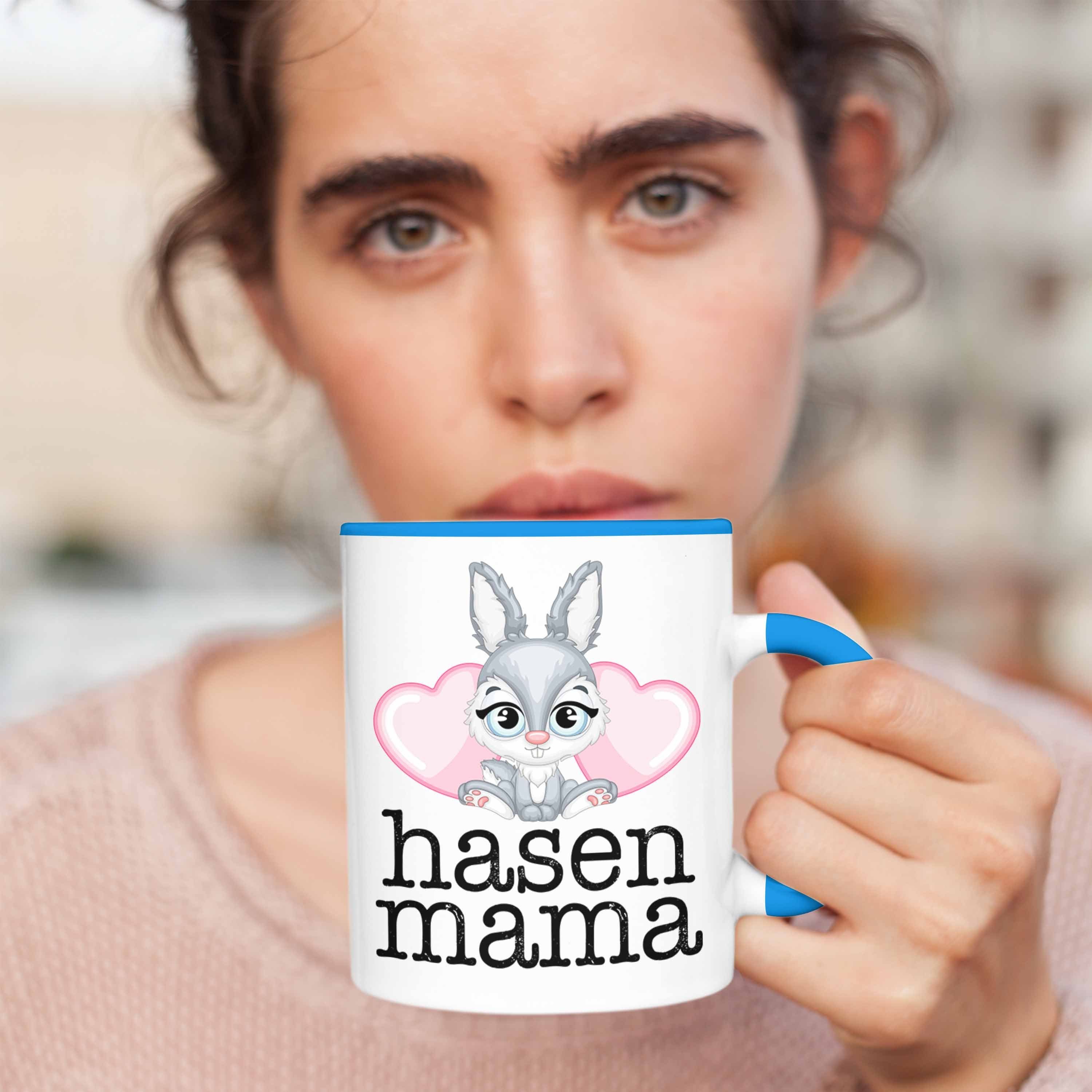 Tasse Trendation Kaninchen Mama Kinder Blau Geschenk Tasse Hasen Hasen Hasen-Besitzer