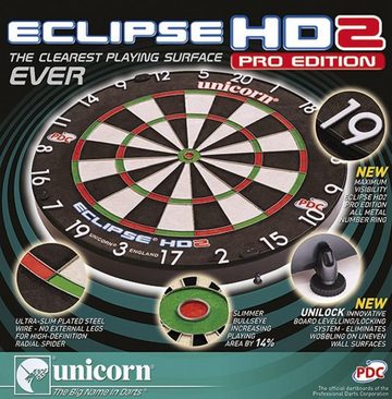unicorn Dartscheibe Eclipse HD2 Pro - TV Edition Bristle Board, Dartboard Dart Board Scheibe Darts