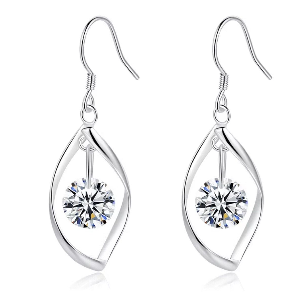 ELLAWIL Paar Ohrhaken Ohrschmuck Damenohrringe Ohrhänger Ohrhaken in Tropfen Form (GESCHENKIDEE, Sterling Silber 925), inklusive Geschenkschachtel