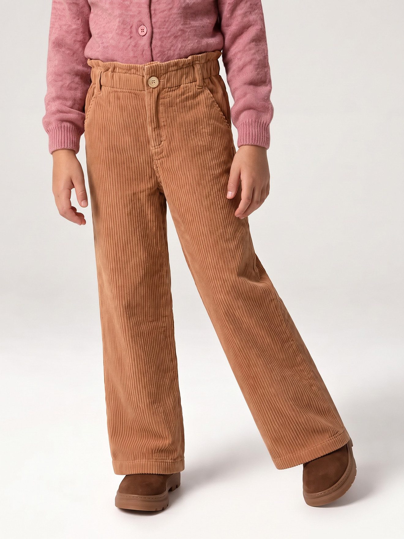 vertbaudet Cordhose Weite Mädchen Cordhose mit Paperbag-Bund – Bild 4 von 5