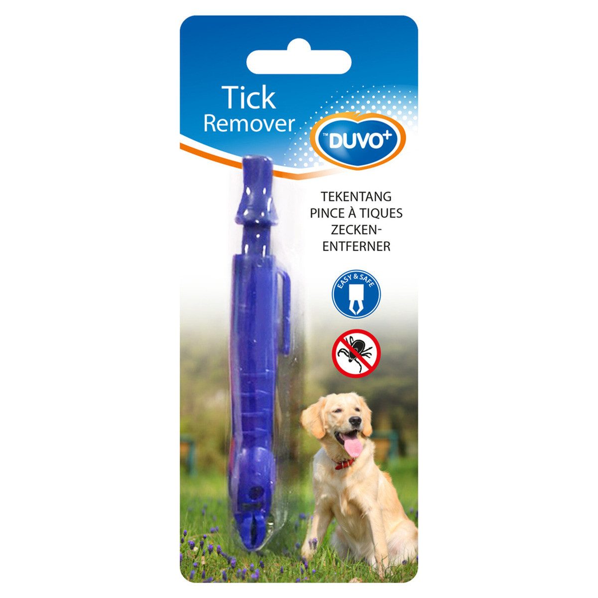 DUVO+ Zeckenpinzette Zeckenentferner blau für Hunde