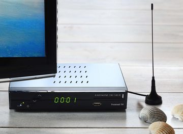 EasyOne 740 HD freenet TV DVB-T2 HD Receiver (2m HDMI & 12V Kabel, Camping, passive DVBT Antenne)