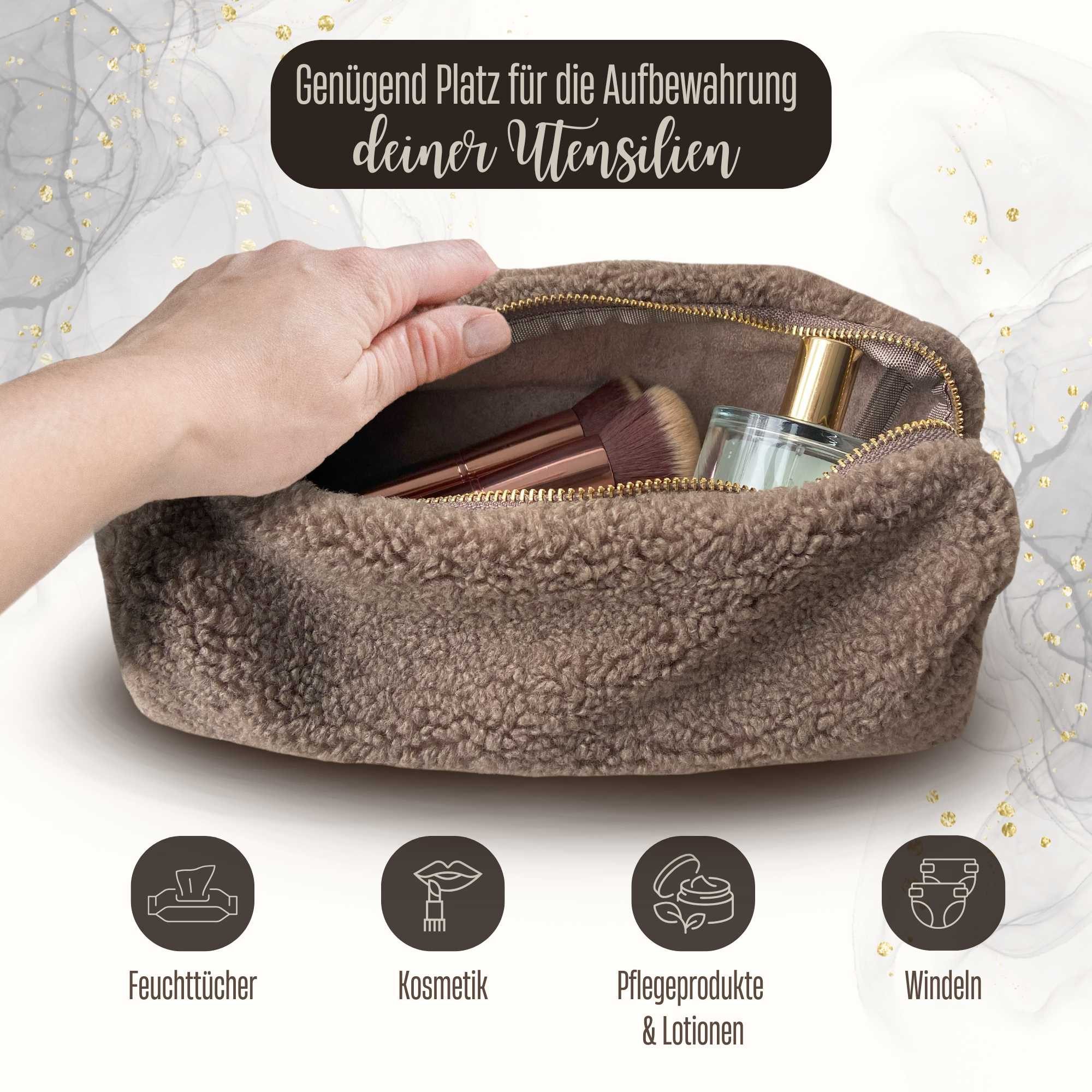 my STITCHERY Kosmetiktasche Teddy Kosmetiktasche - Plüsch Schminktasche ideal als Organizer