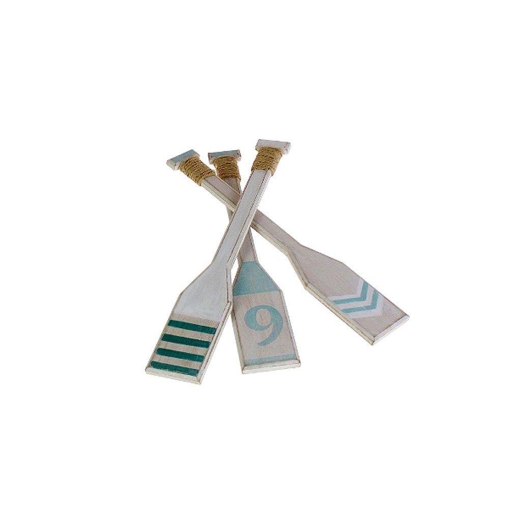 BOLTZE Dekoobjekt 3tlg. Holzpaddel HOLIDAY weiß aqua Dekopaddel H38,5cm Holz Beach House