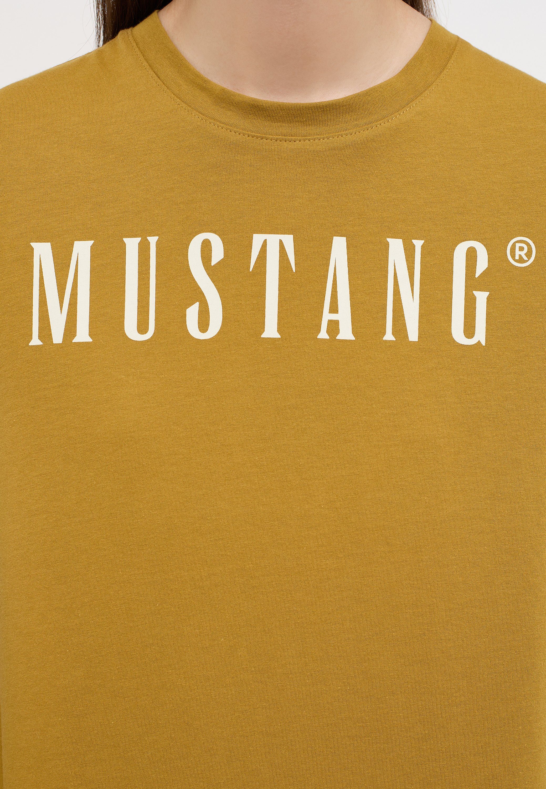 MUSTANG Kurzarmshirt Mustang T-Shirt T-Shirt curry