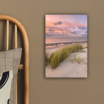 OneMillionCanvasses® Leinwandbild Strand - Meer - Dünen - Niederlande - Rosa, (1 St), Leinwandbild fertig bespannt inkl. Zackenaufhänger, Gemälde, 20x30 cm